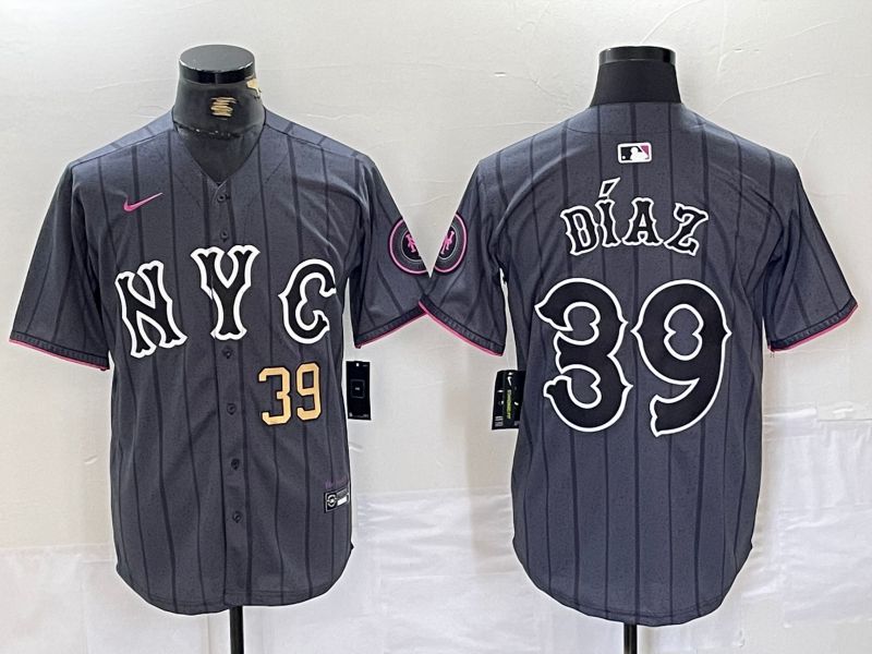 Men New York Mets #39 Diaz Black City Edition 2024 Nike MLB Jersey style 2